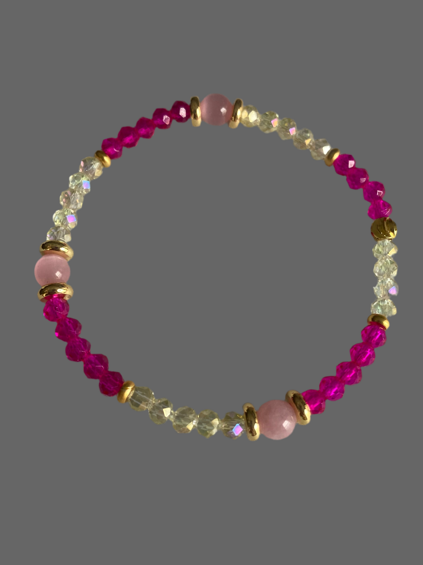 Pink crystal glass beaded bracelet