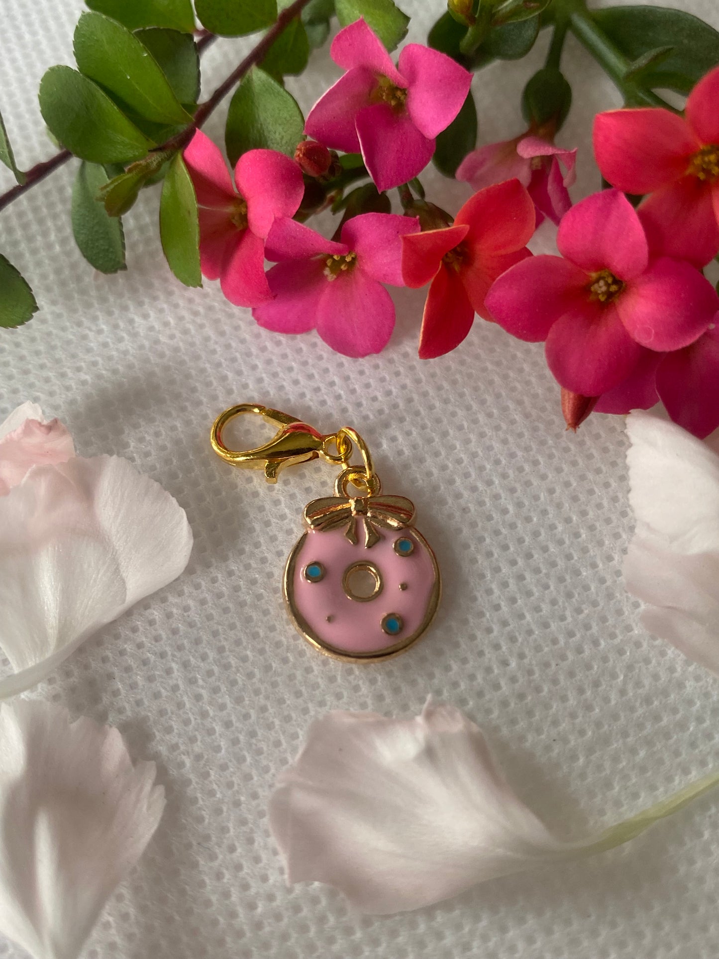 Pink Donut with sprinkles charm