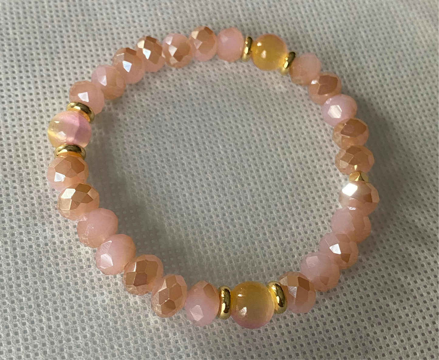 Pink 6mm glass beaded bracelet