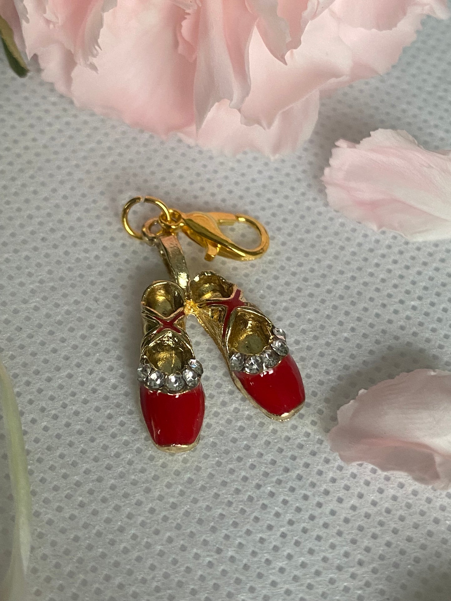 Red Charm Ballet Shoes with Rhinestones