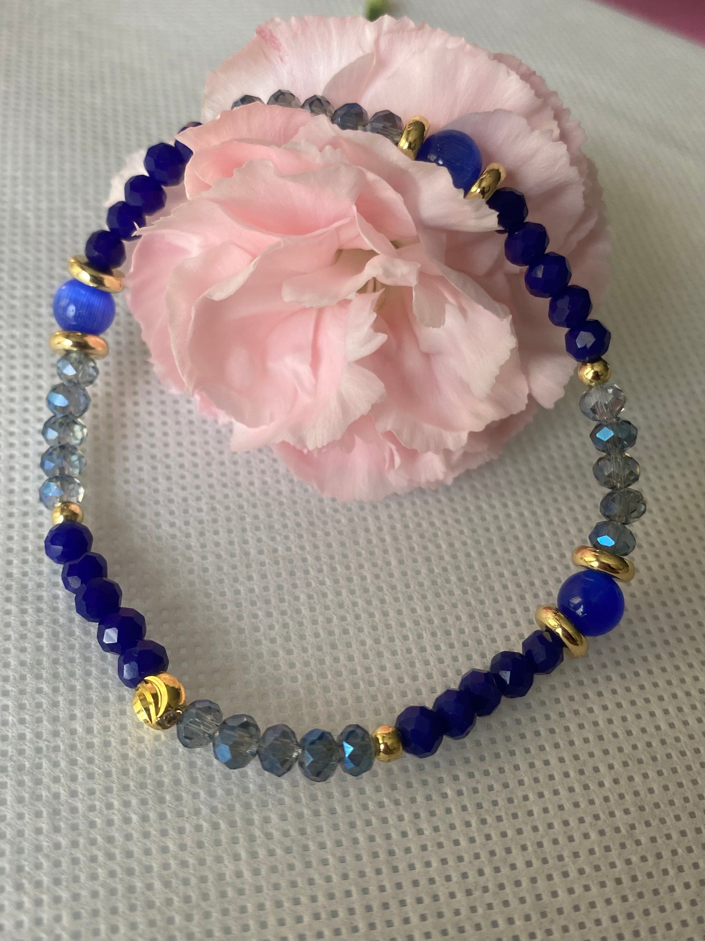 Royal Blue Crystal Glass Beaded Bracelet