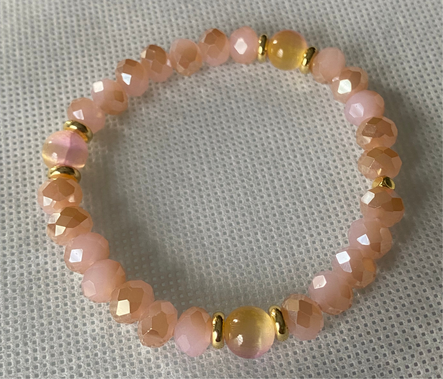 Pink 6mm glass beaded bracelet