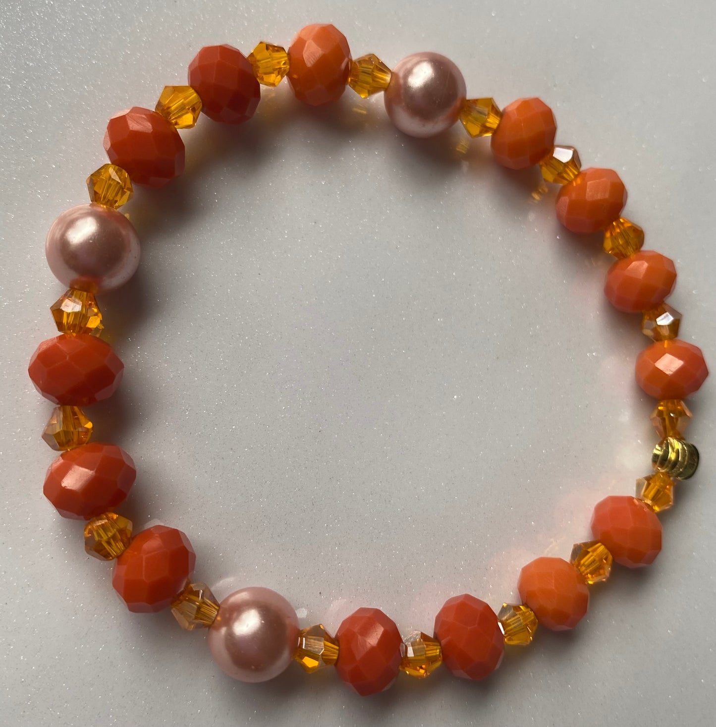 Orange with Freshwater Pearl Beaded Bracelet