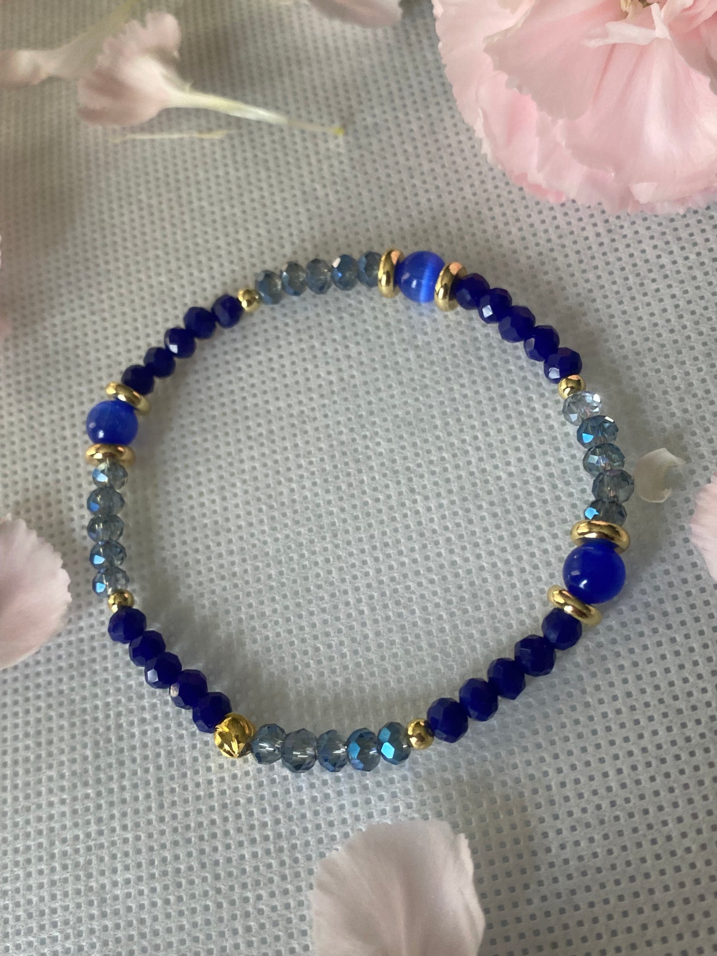 Royal Blue Crystal Glass Beaded Bracelet