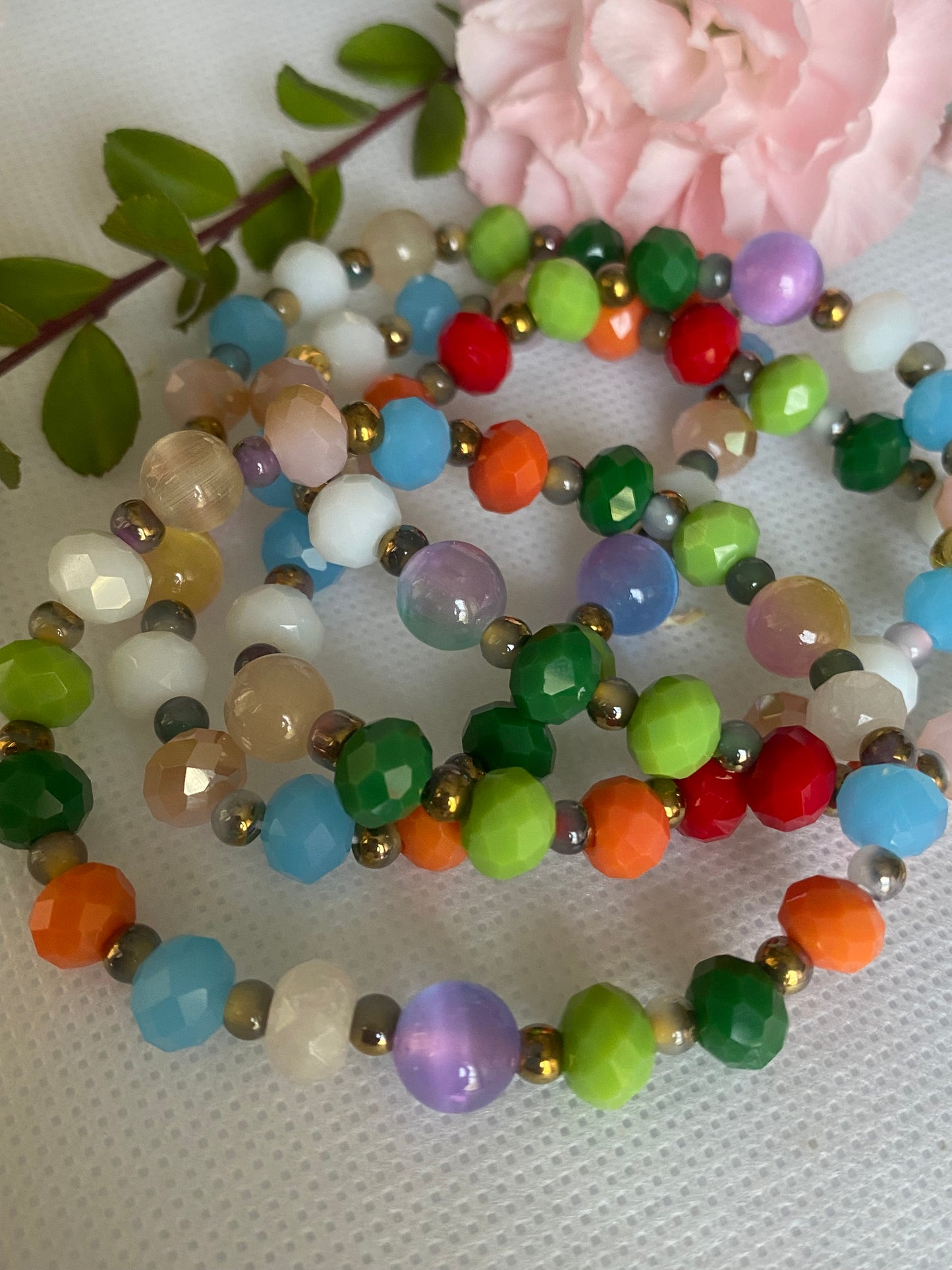 Colorful crystal glass beaded bracelet