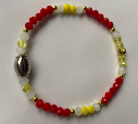 Chiefs with Football Charm Beaded Bracelet