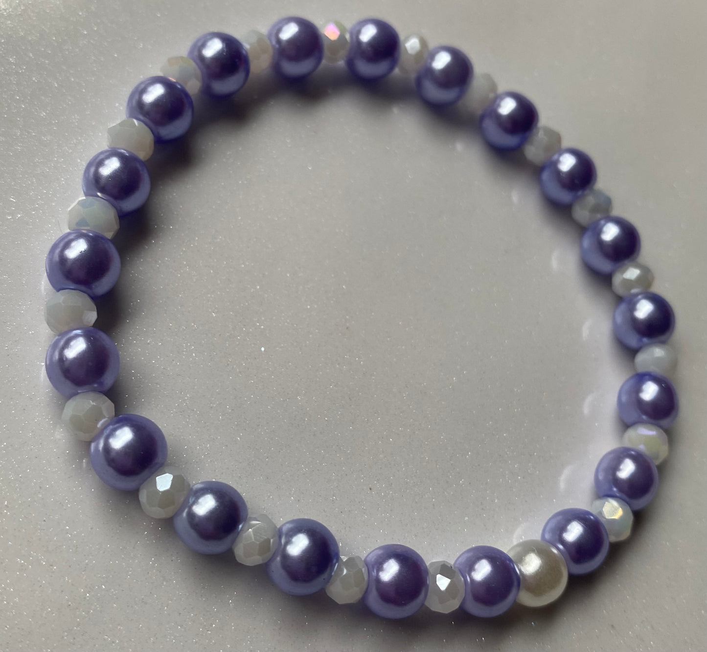 Purple White Beaded Bracelet