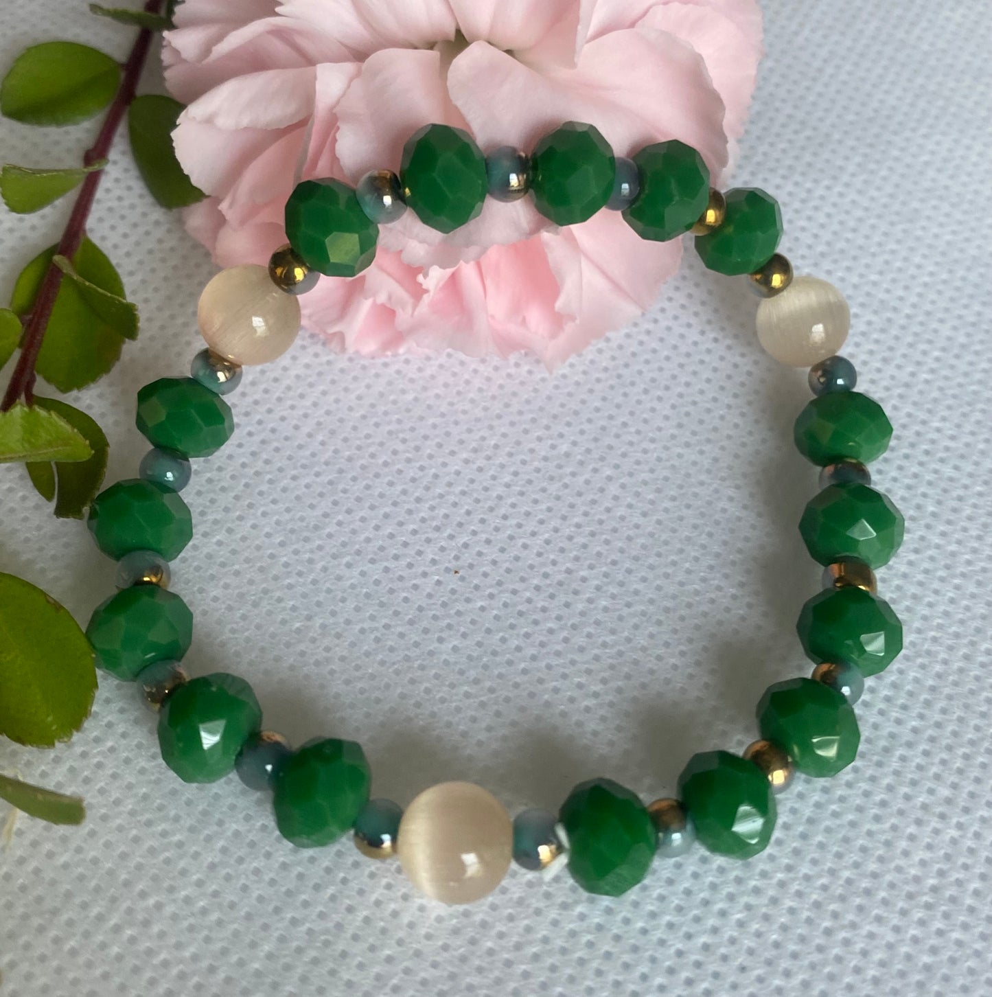 Forest Green Beaded Bracelet
