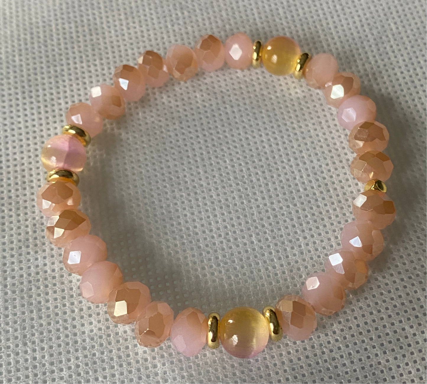 Pink 6mm glass beaded bracelet