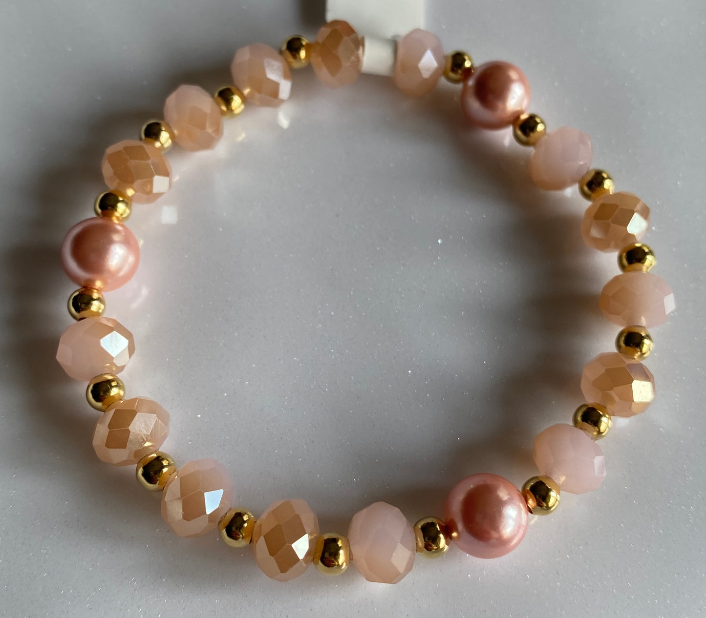 With a Sweet Pink Pearl Beaded Bracelet