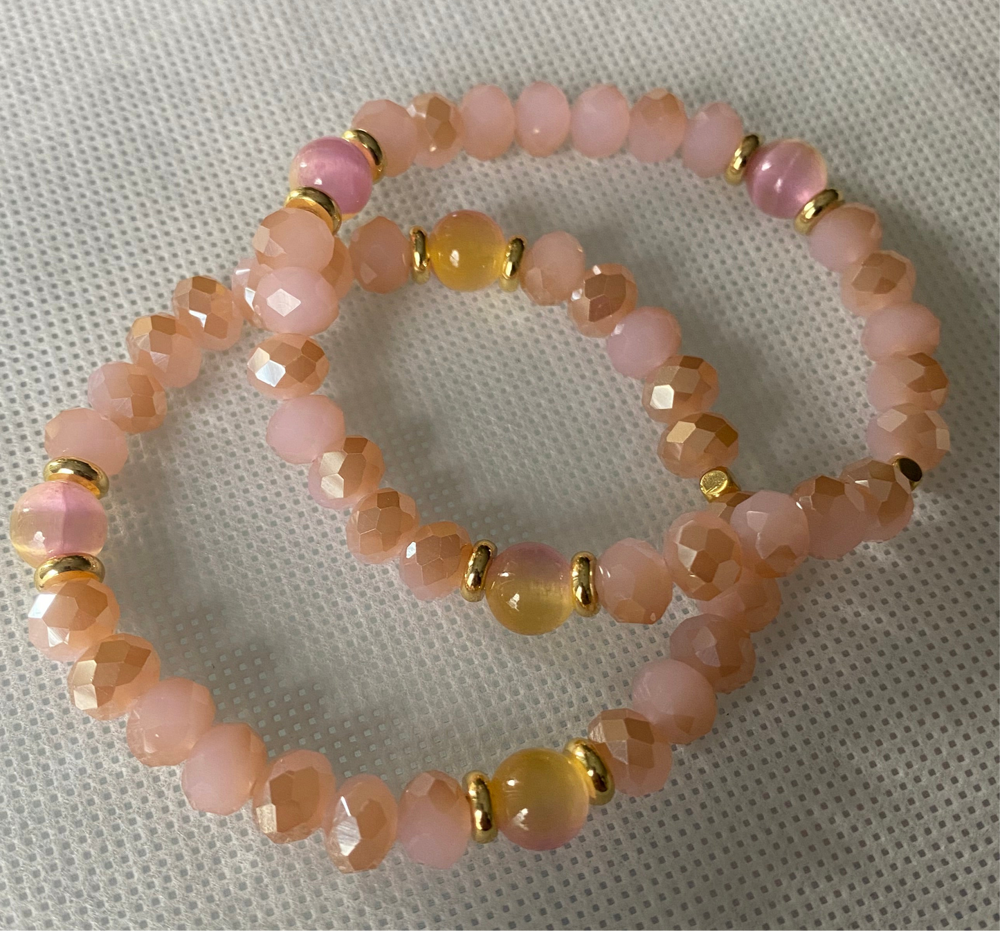 Pink 6mm glass beaded bracelet