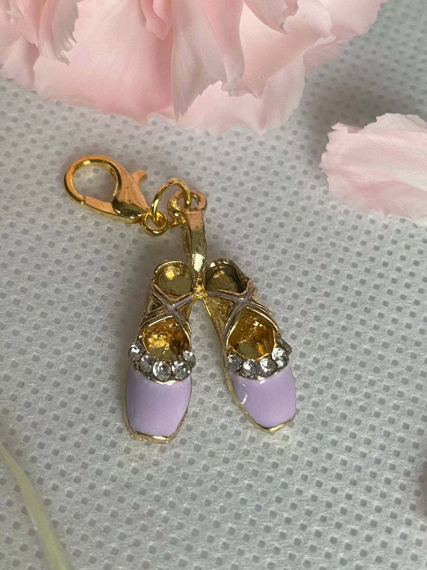 Lavender Charm Ballet Shoes Bracelet with Rhinestones