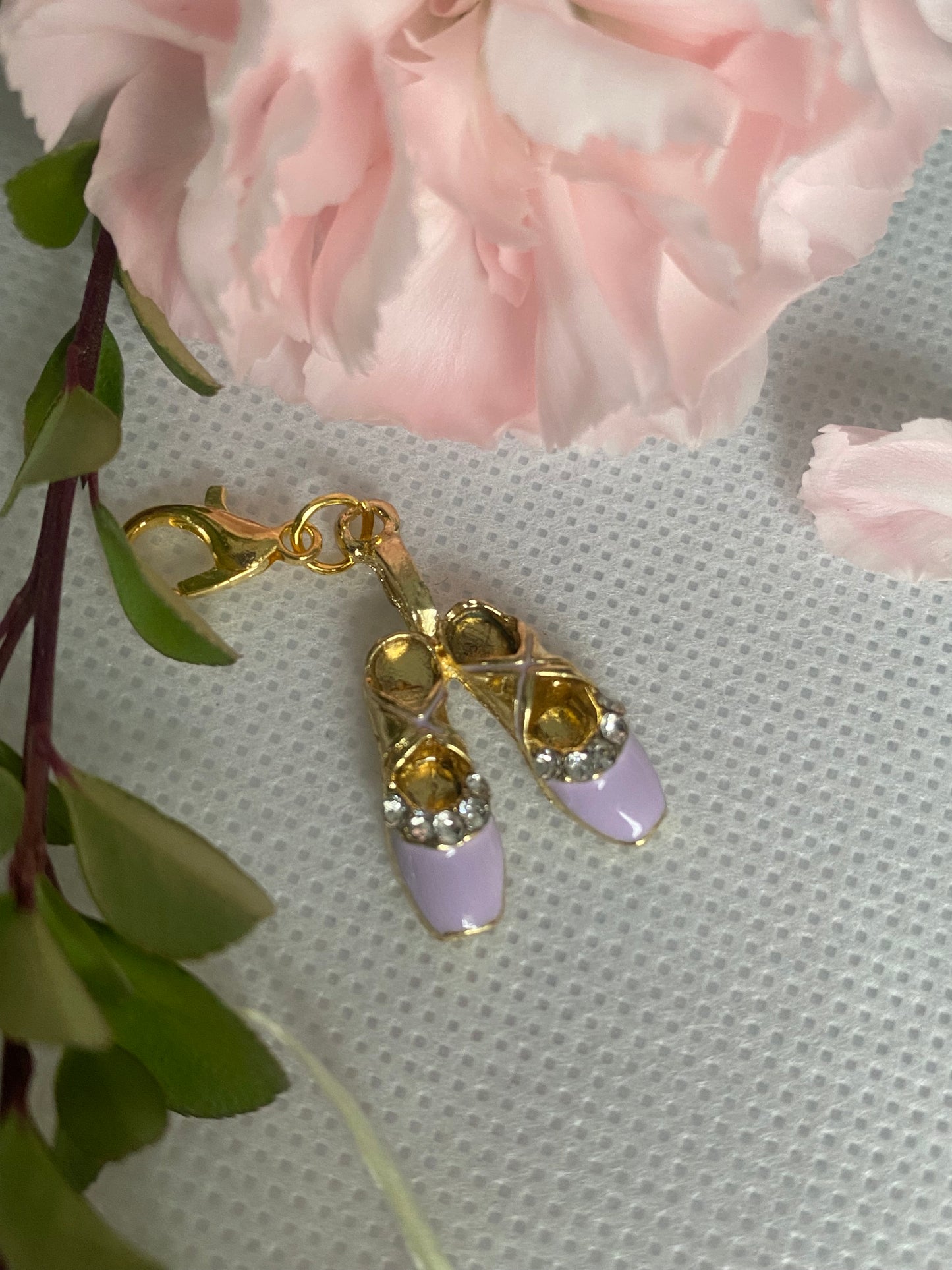 Lavender Charm Ballet Shoes Bracelet with Rhinestones