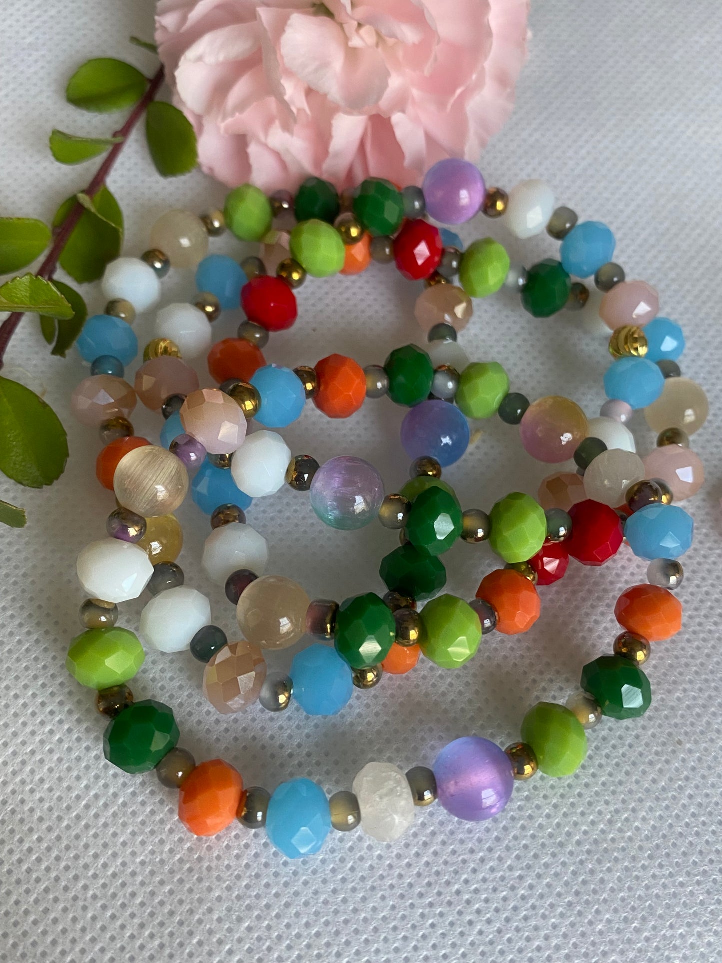 Colorful crystal glass beaded bracelet
