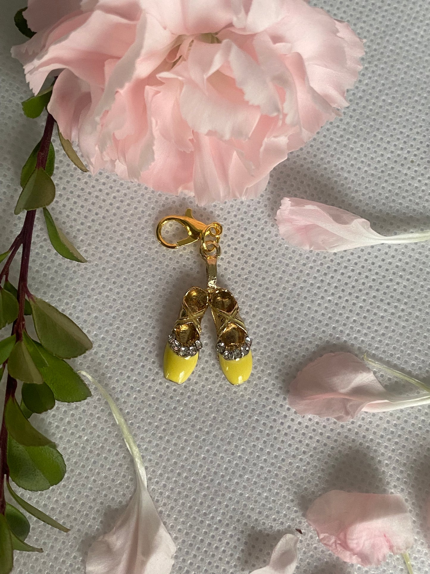 Yellow Charm Ballet Shoes with Rhinestones