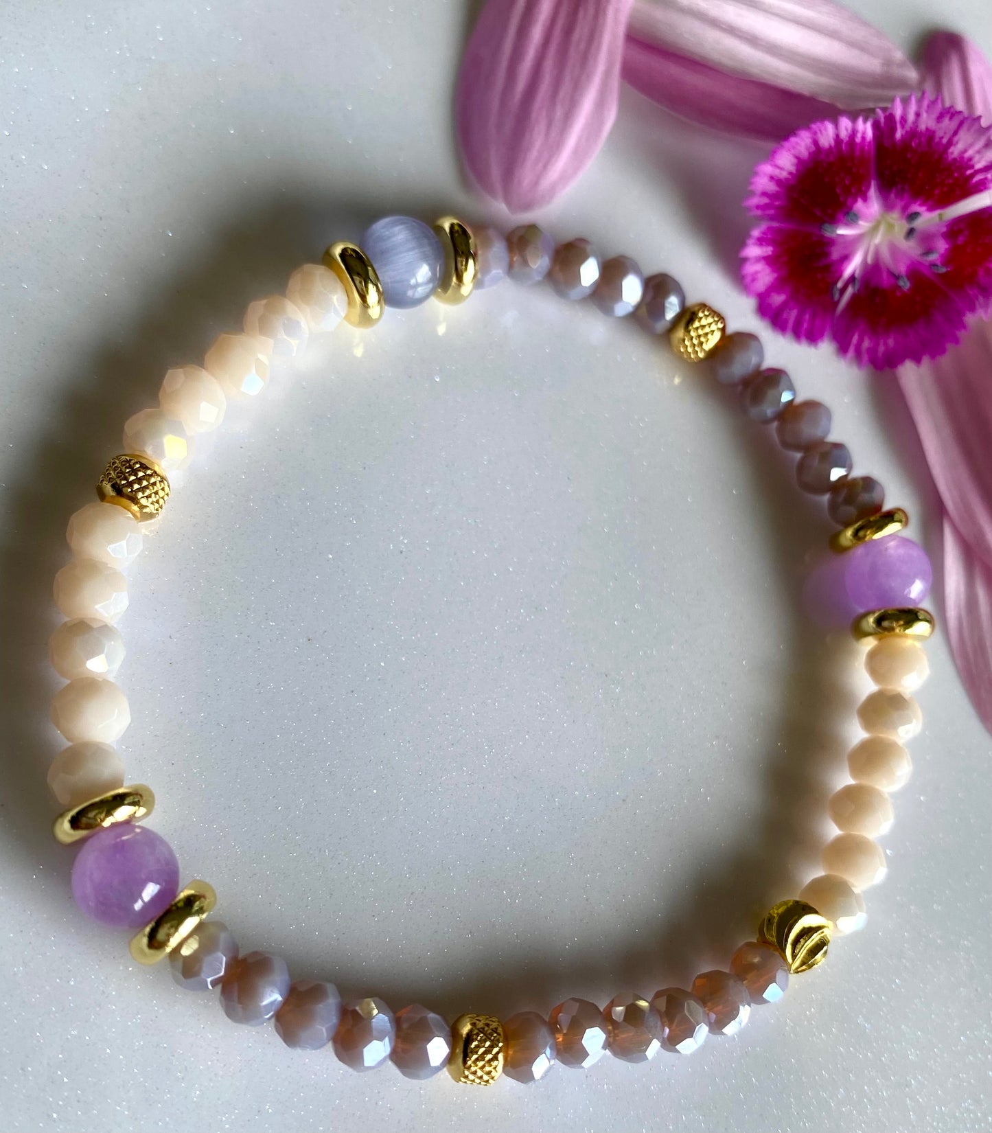 Coral Purple Beaded Bracelet