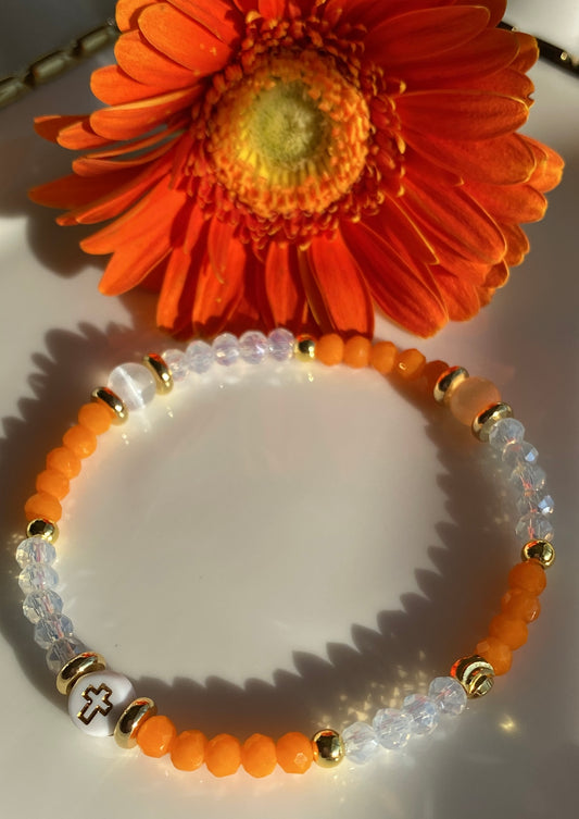 Orange Crystal Beaded Bracelet