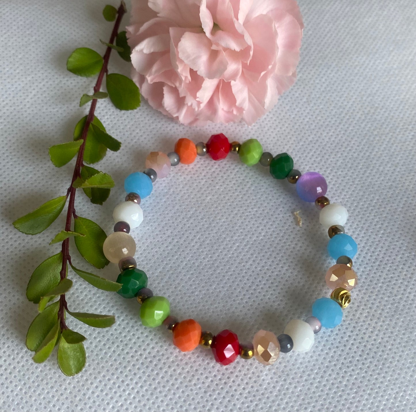 Colorful crystal glass beaded bracelet