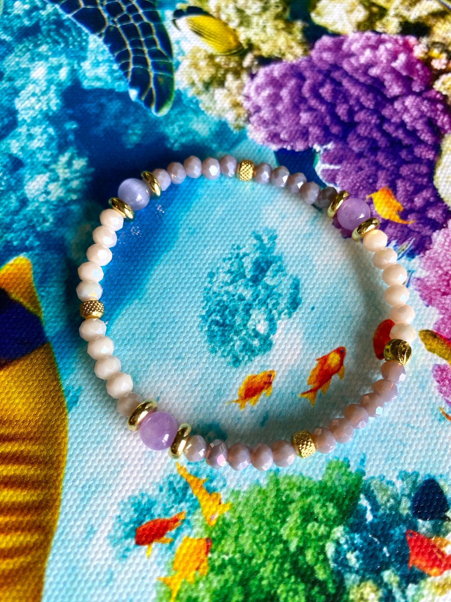 Coral Purple Beaded Bracelet