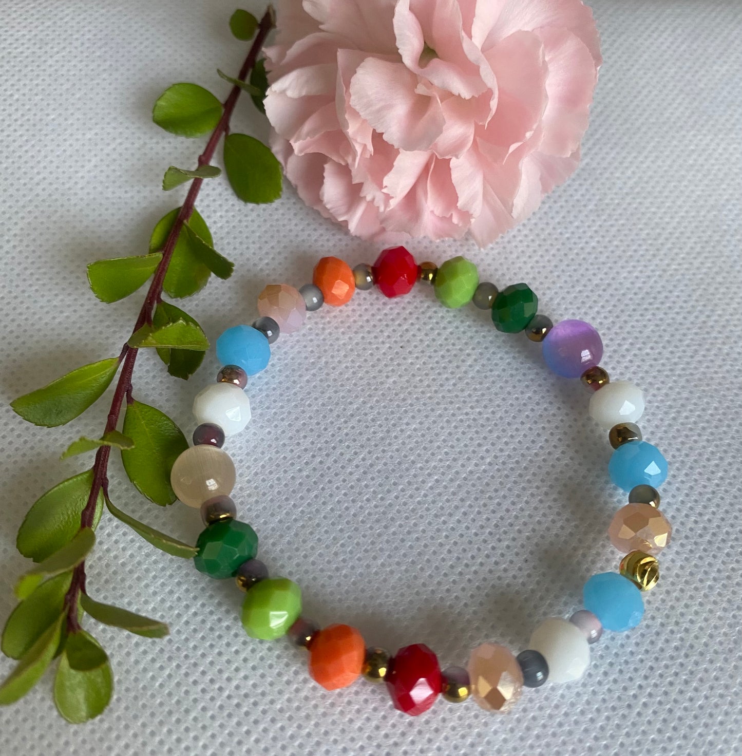 Colorful crystal glass beaded bracelet