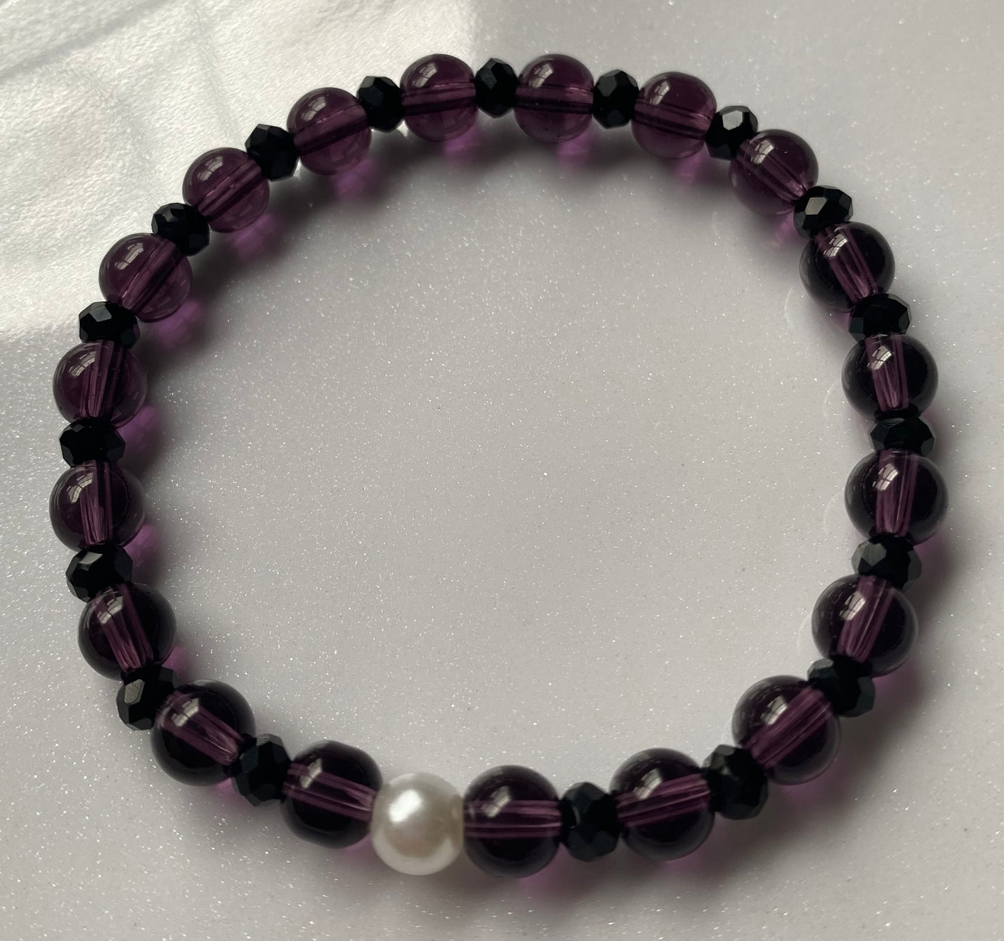 Purple Black Beaded Bracelet