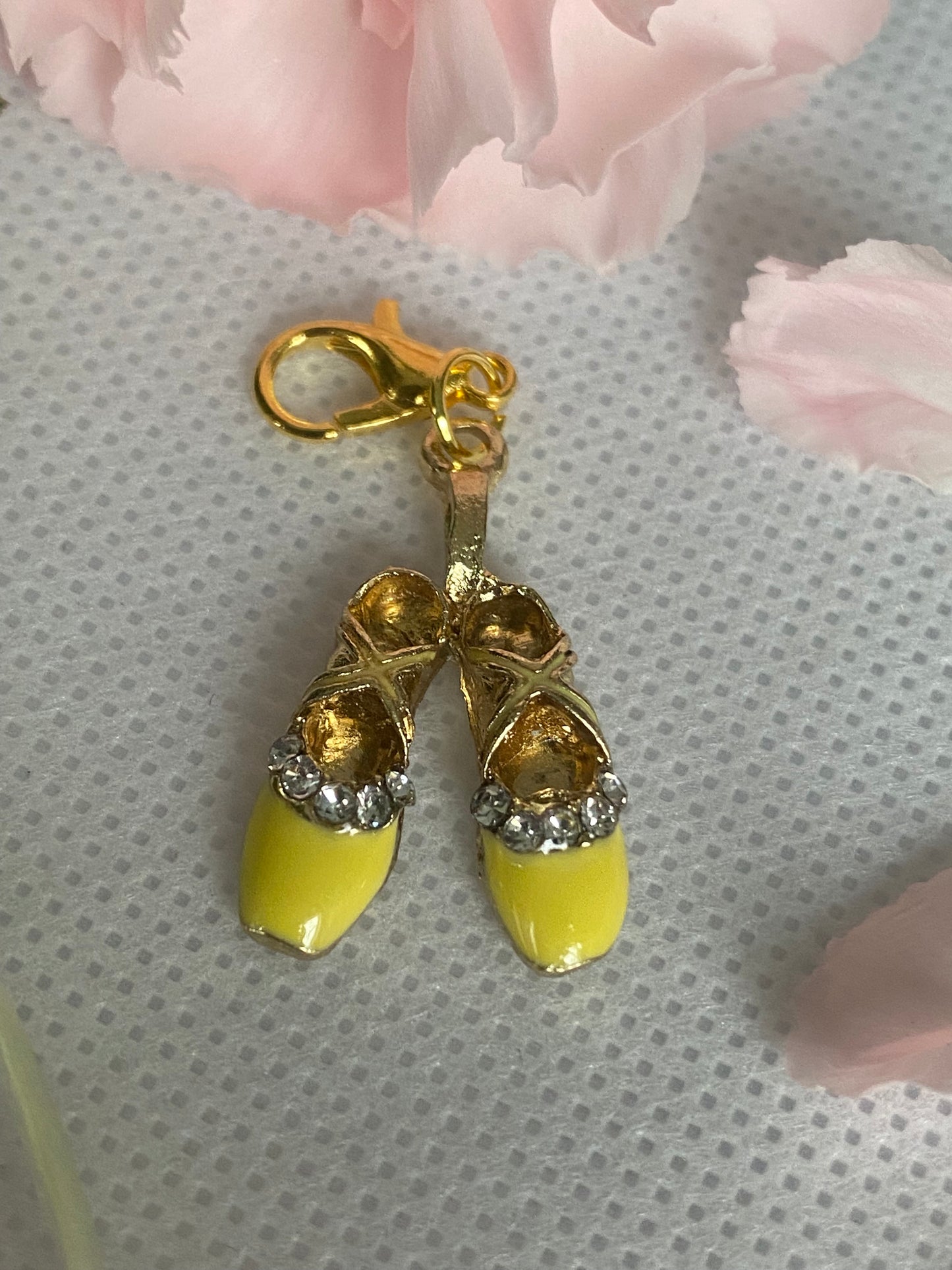 Yellow Charm Ballet Shoes with Rhinestones