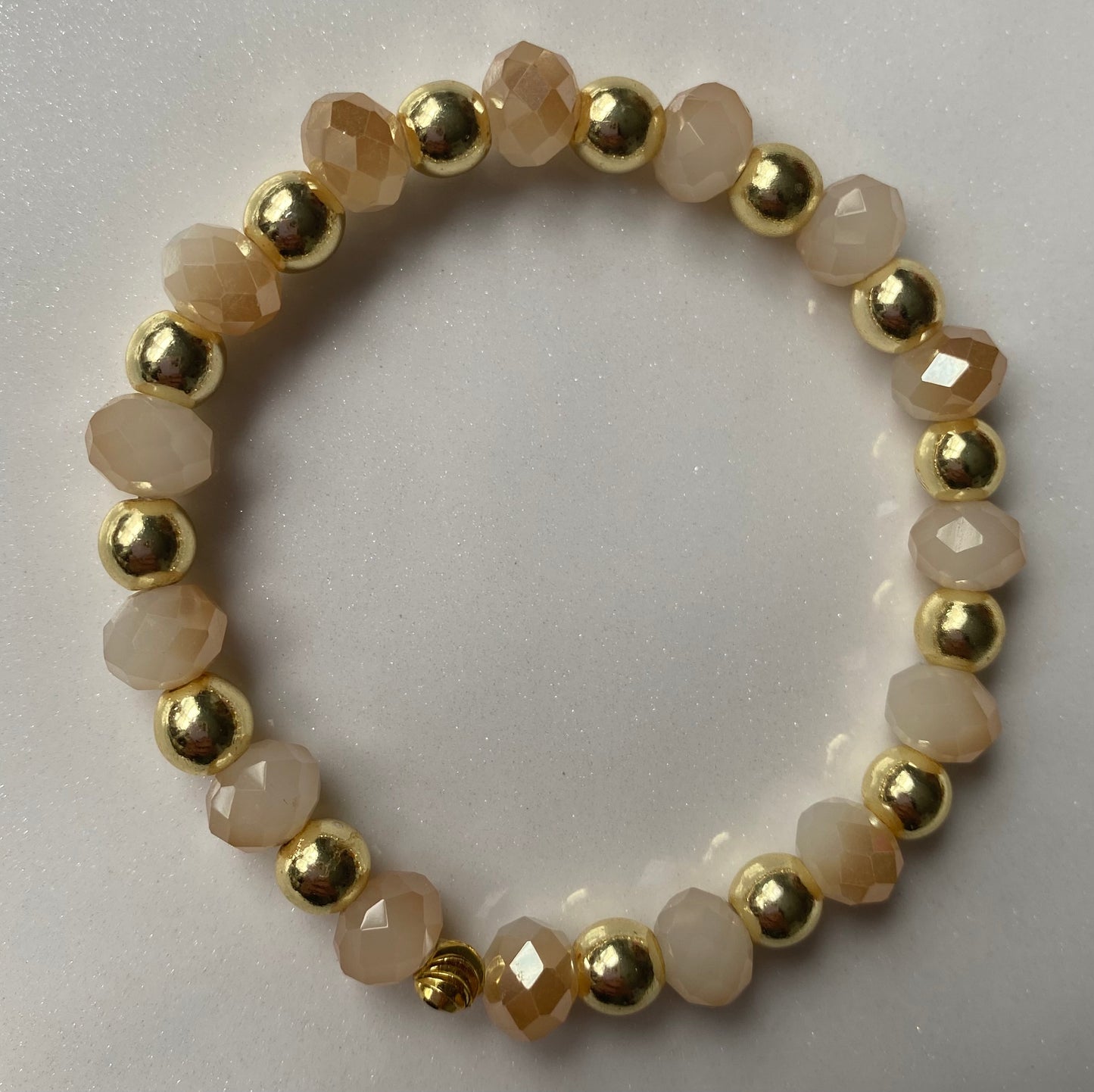 Sweet Beige and Gold Brass Beaded Bracelet
