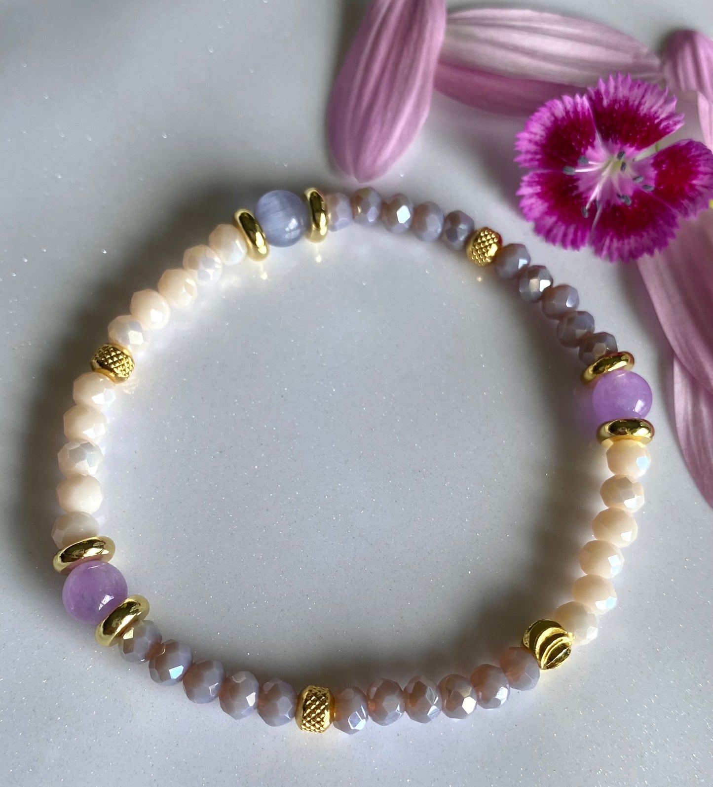 Coral Purple Beaded Bracelet