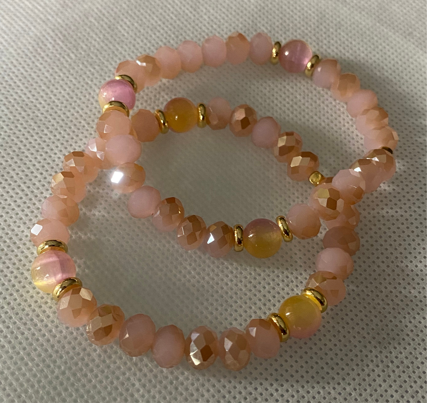 Pink 6mm glass beaded bracelet