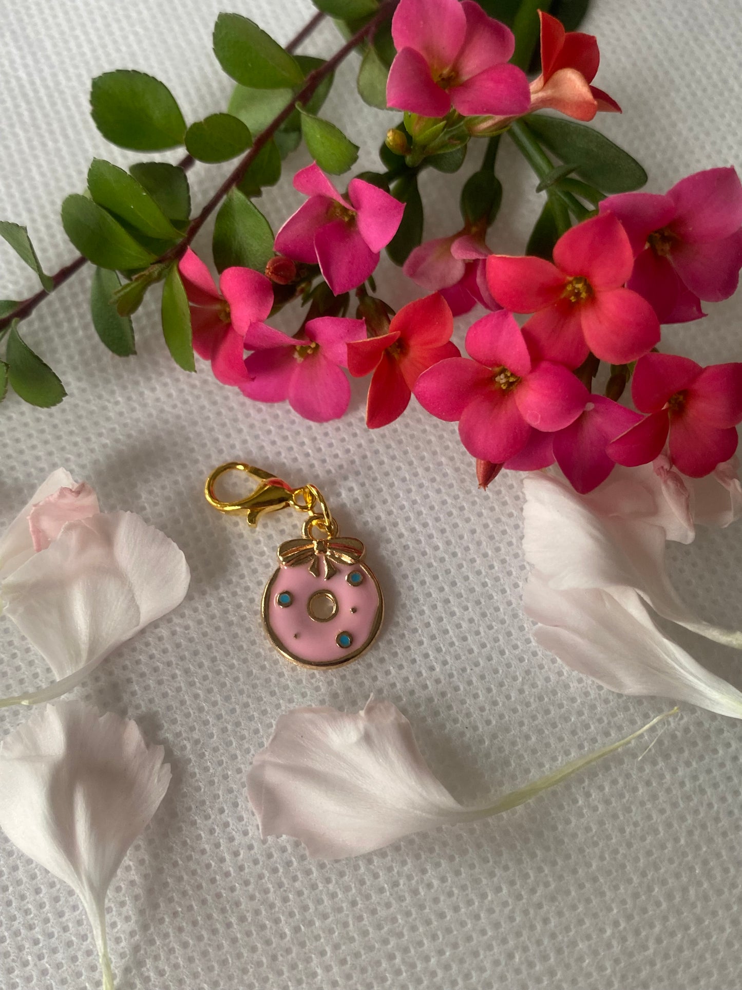 Pink Donut with sprinkles charm