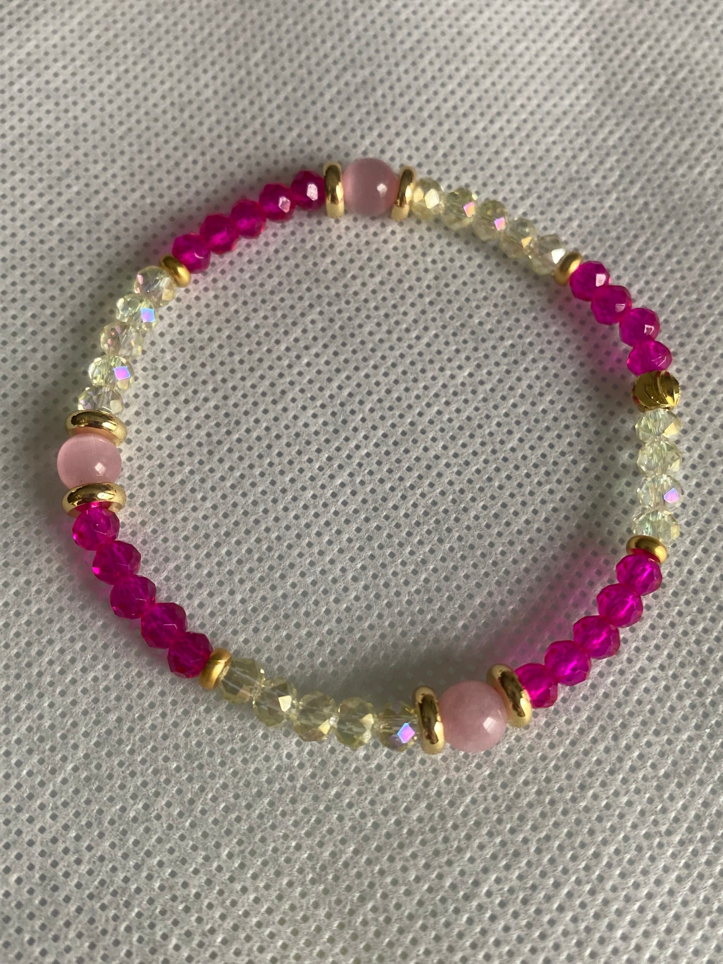 Pink crystal glass beaded bracelet