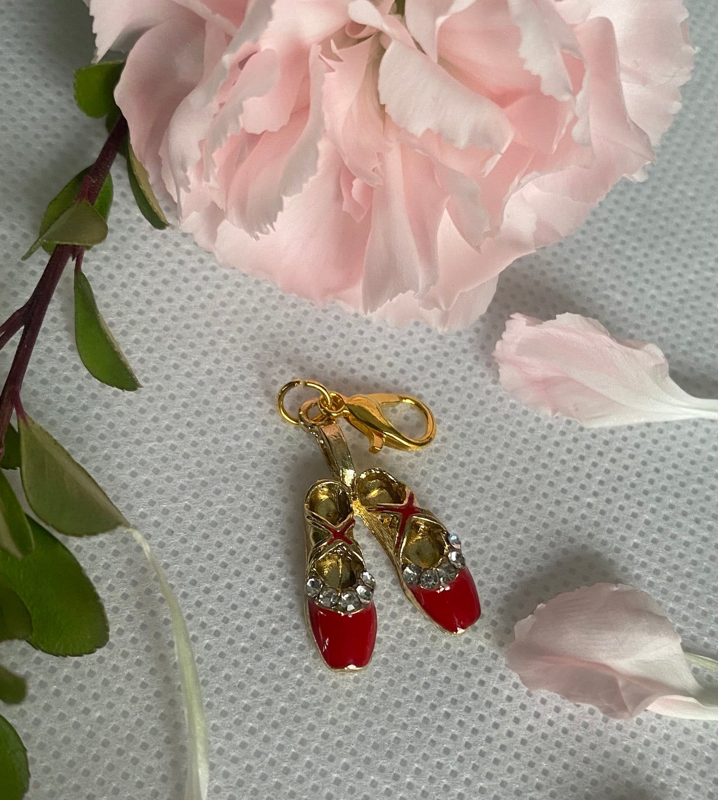 Red Charm Ballet Shoes with Rhinestones