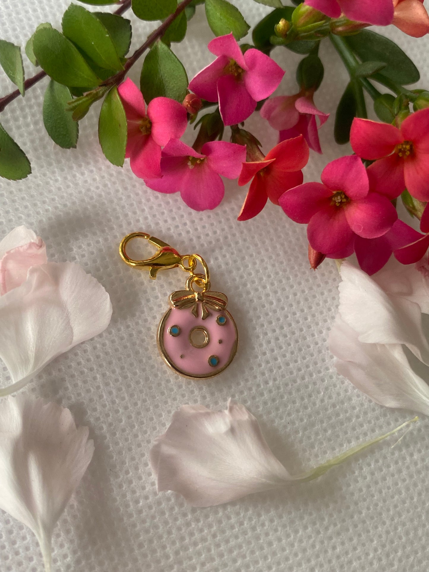 Pink Donut with sprinkles charm