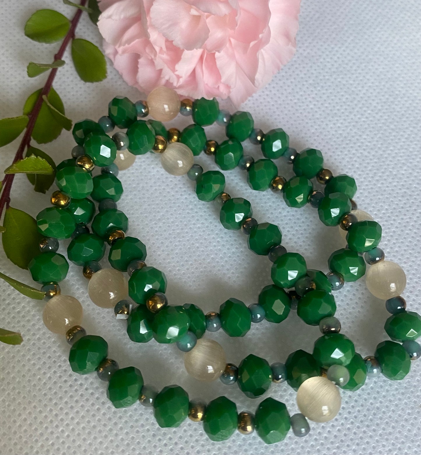 Forest Green Beaded Bracelet