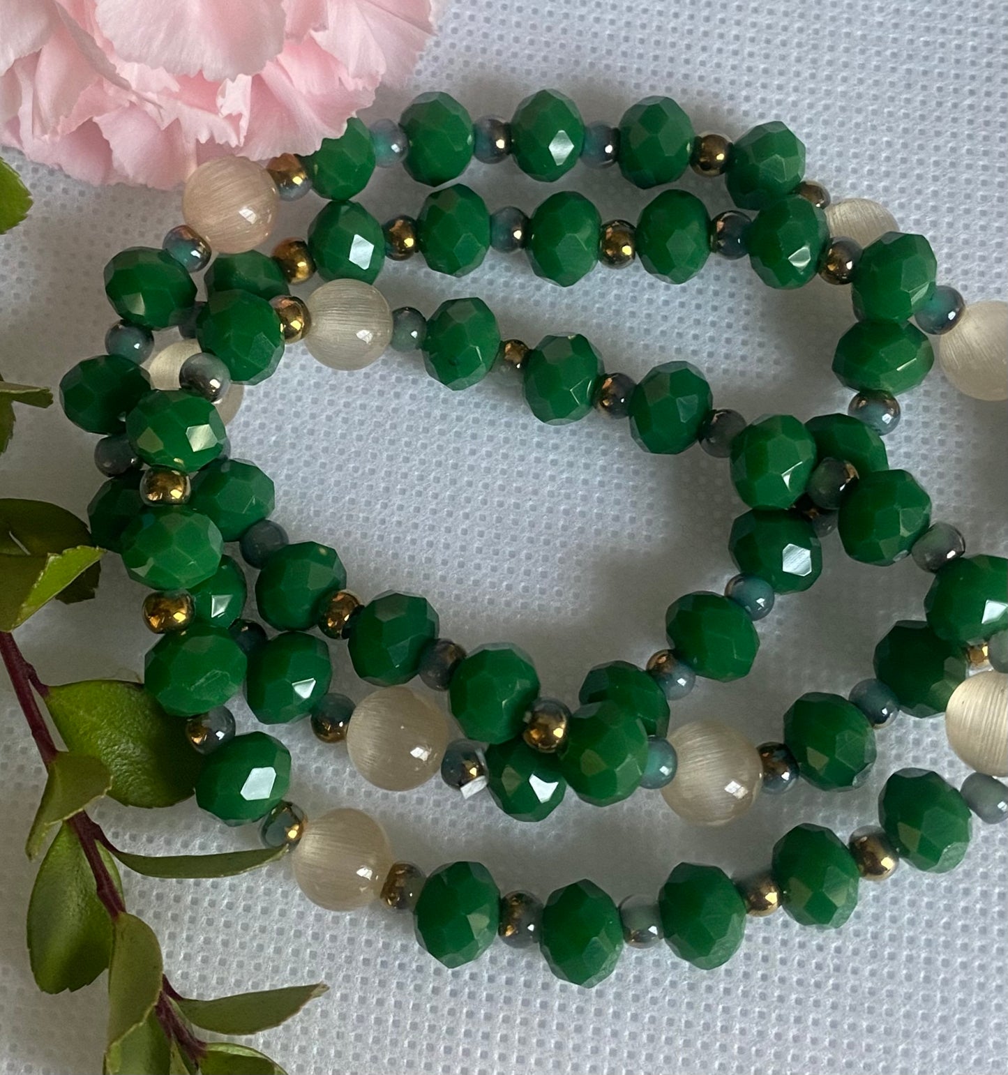 Forest Green Beaded Bracelet