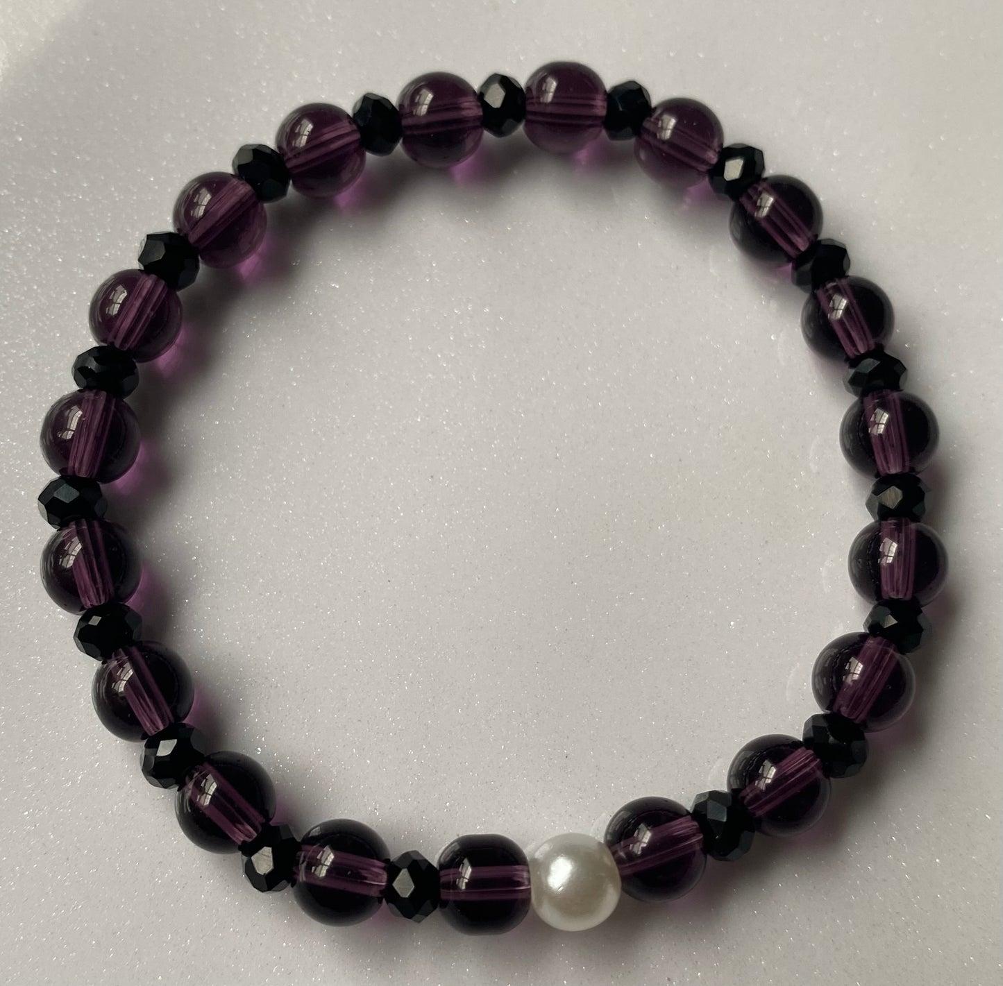 Purple Black Beaded Bracelet