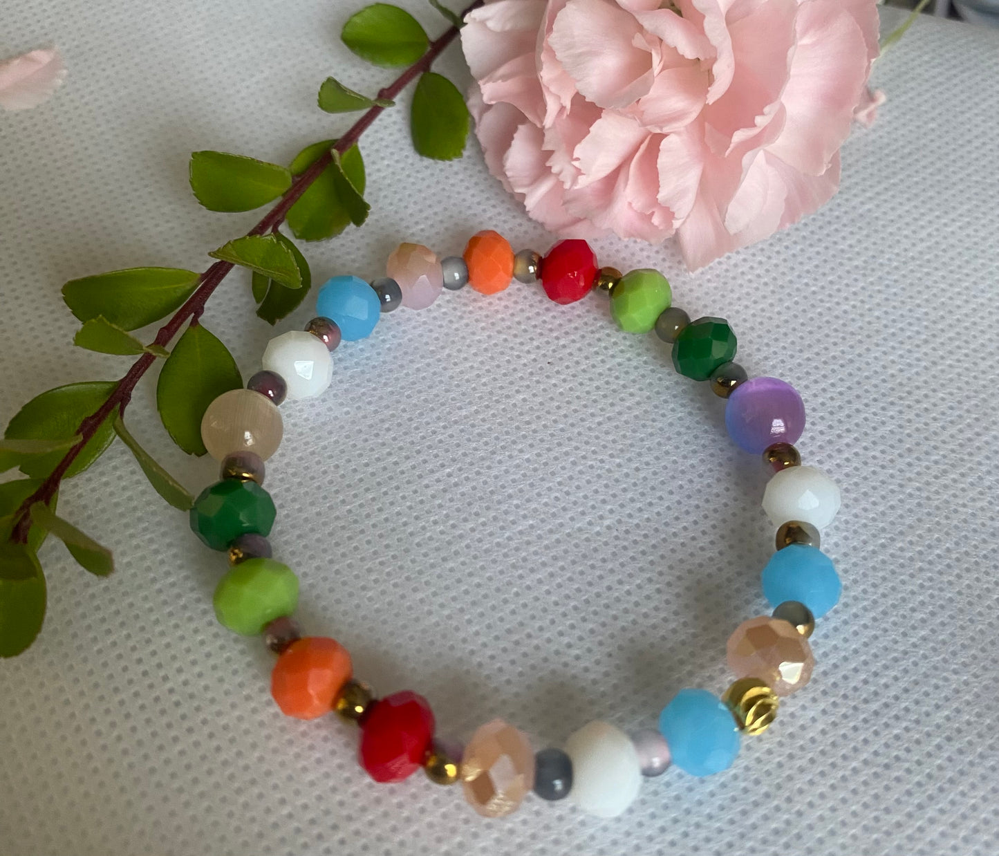 Colorful crystal glass beaded bracelet