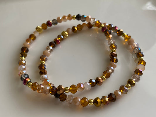 Elegant Champagne Color Beaded Bracelet