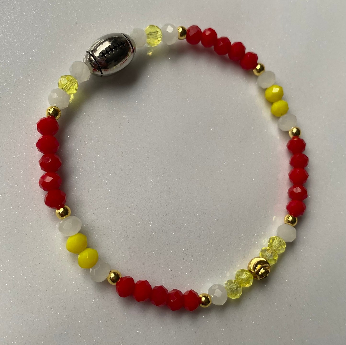 Chiefs with Football Charm Beaded Bracelet