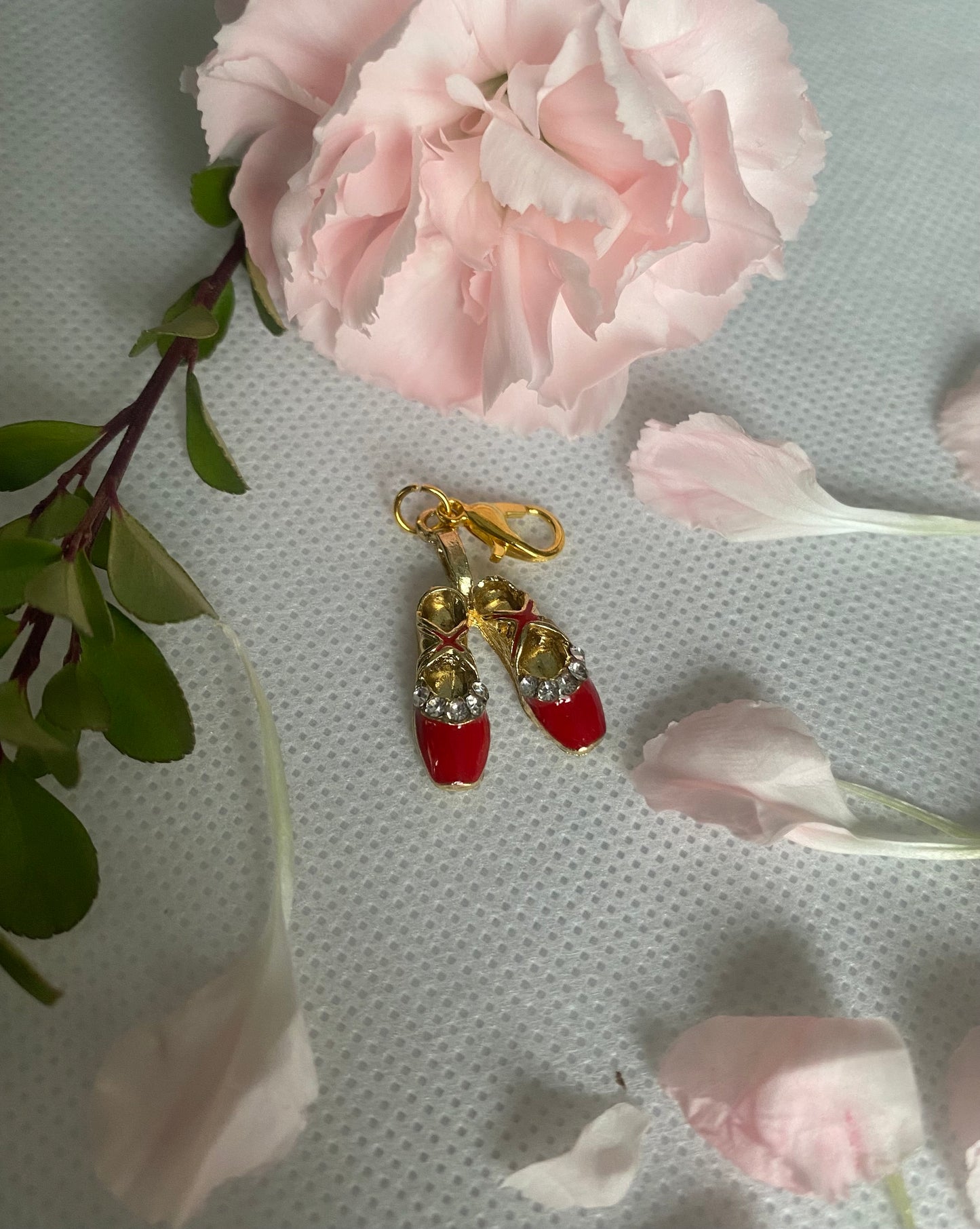 Red Charm Ballet Shoes with Rhinestones