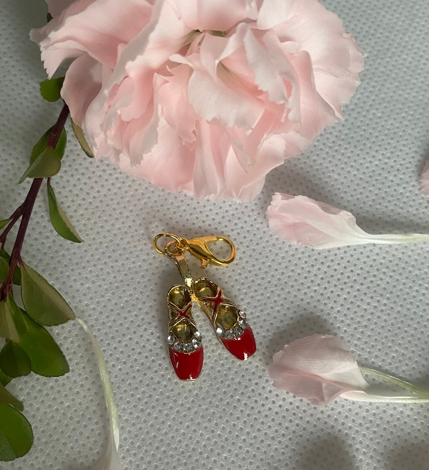 Red Charm Ballet Shoes with Rhinestones