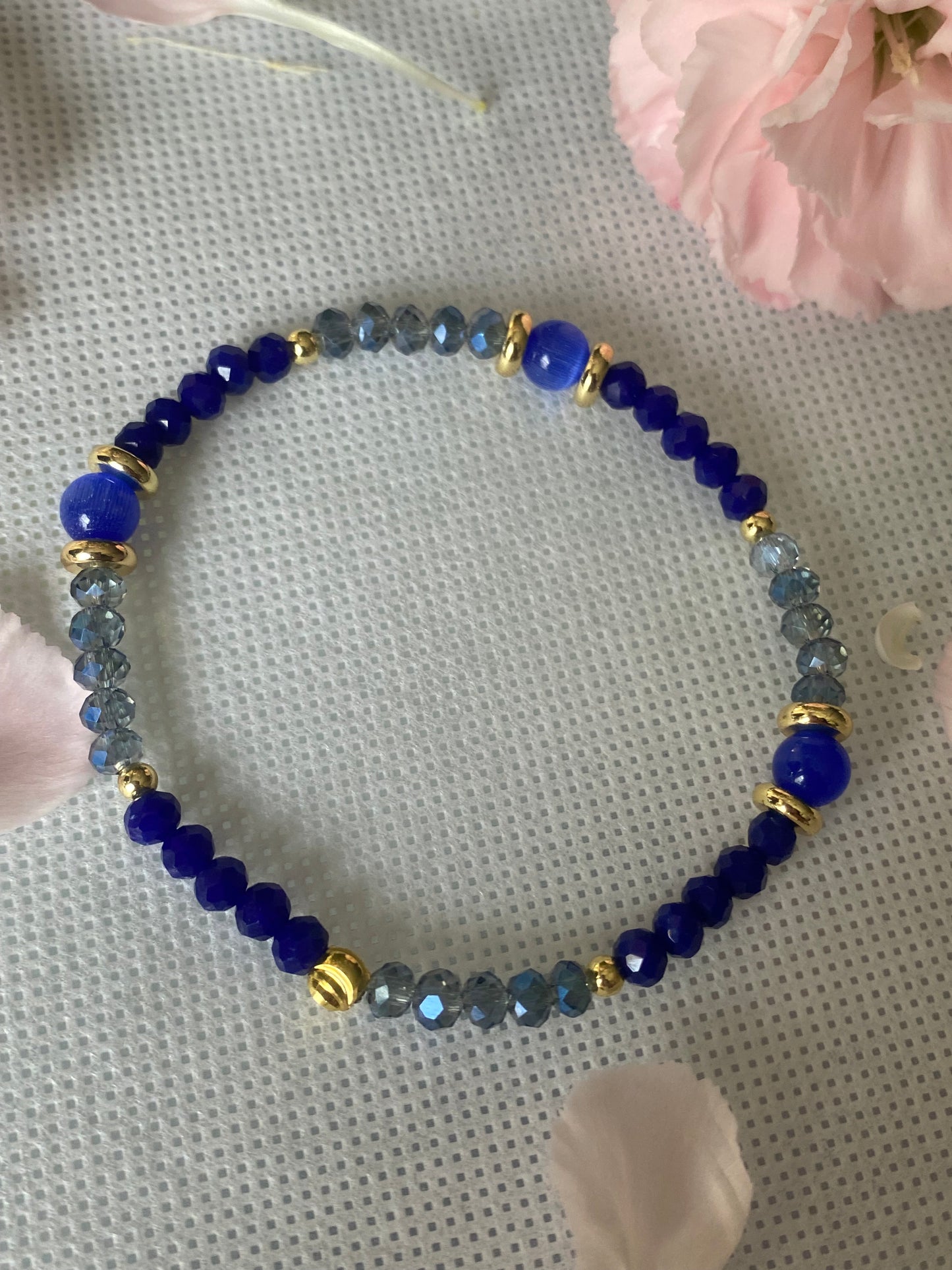 Royal Blue Crystal Glass Beaded Bracelet