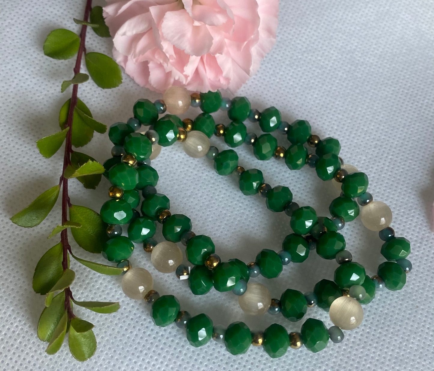 Forest Green Beaded Bracelet