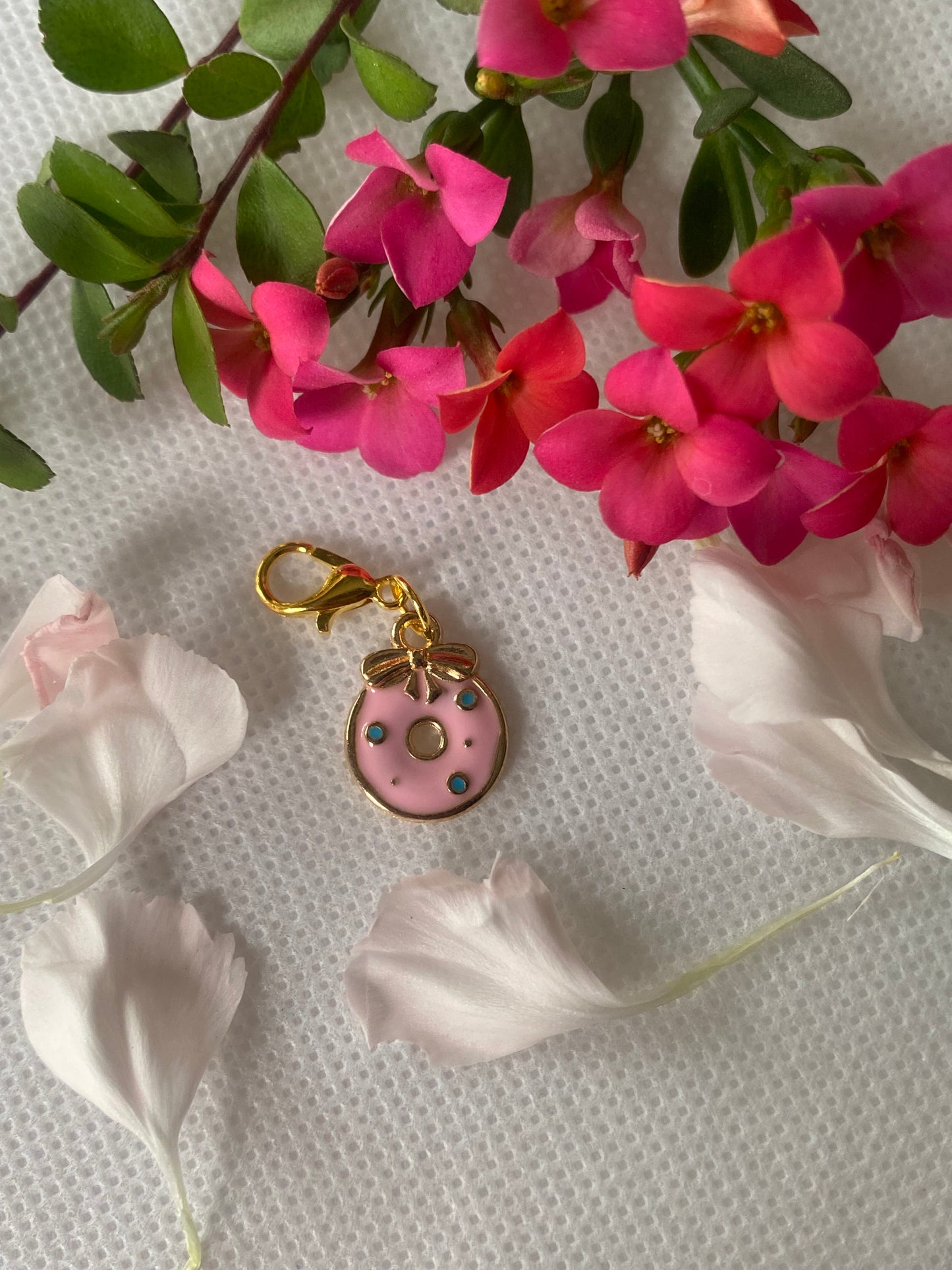 Pink Donut with sprinkles charm