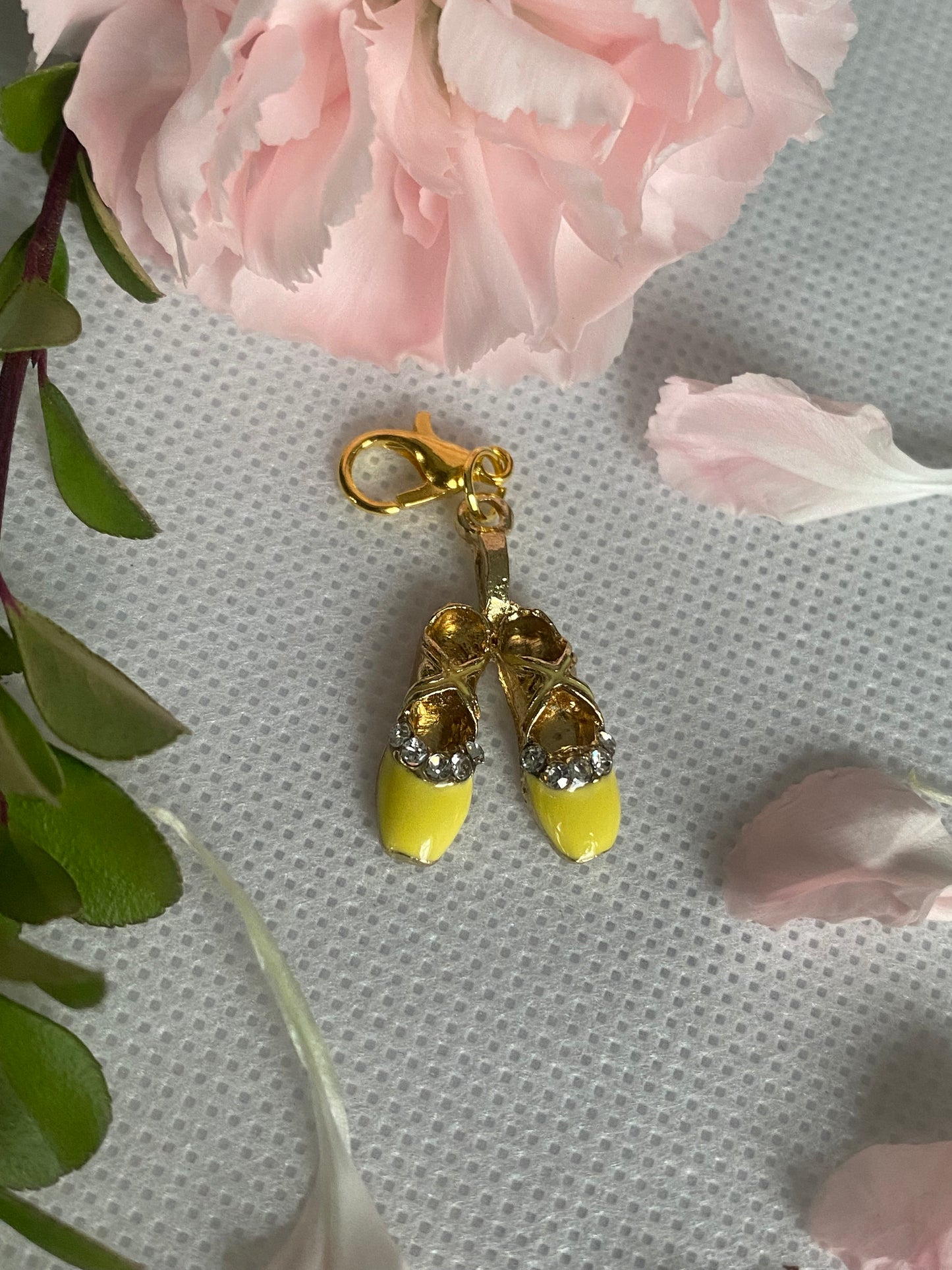 Yellow Charm Ballet Shoes with Rhinestones