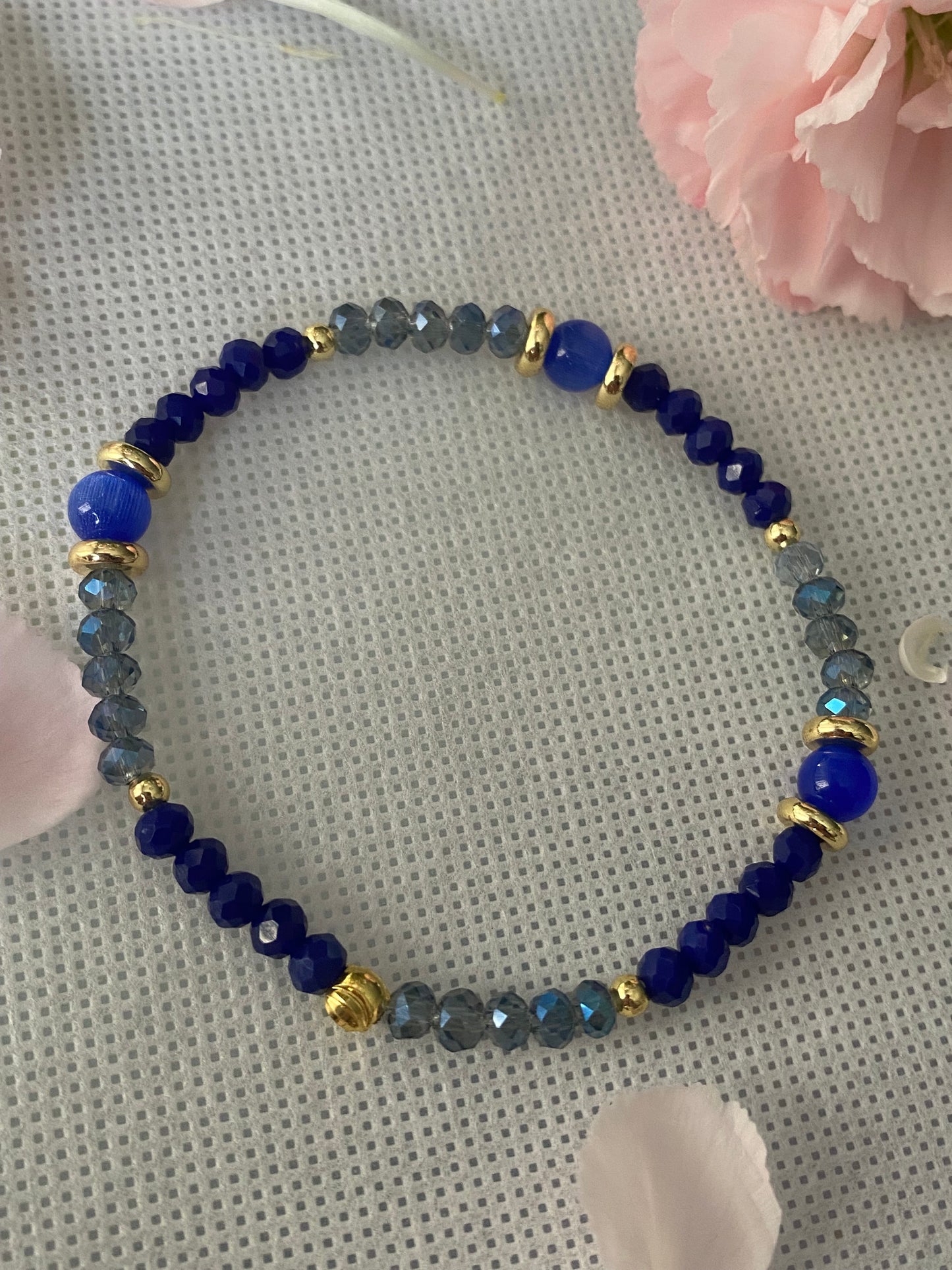 Royal Blue Crystal Glass Beaded Bracelet