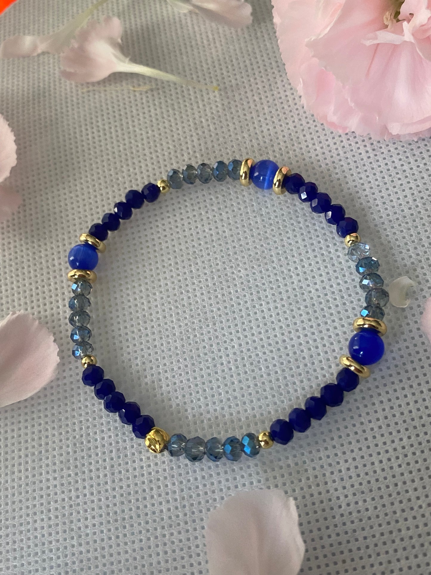 Royal Blue Crystal Glass Beaded Bracelet