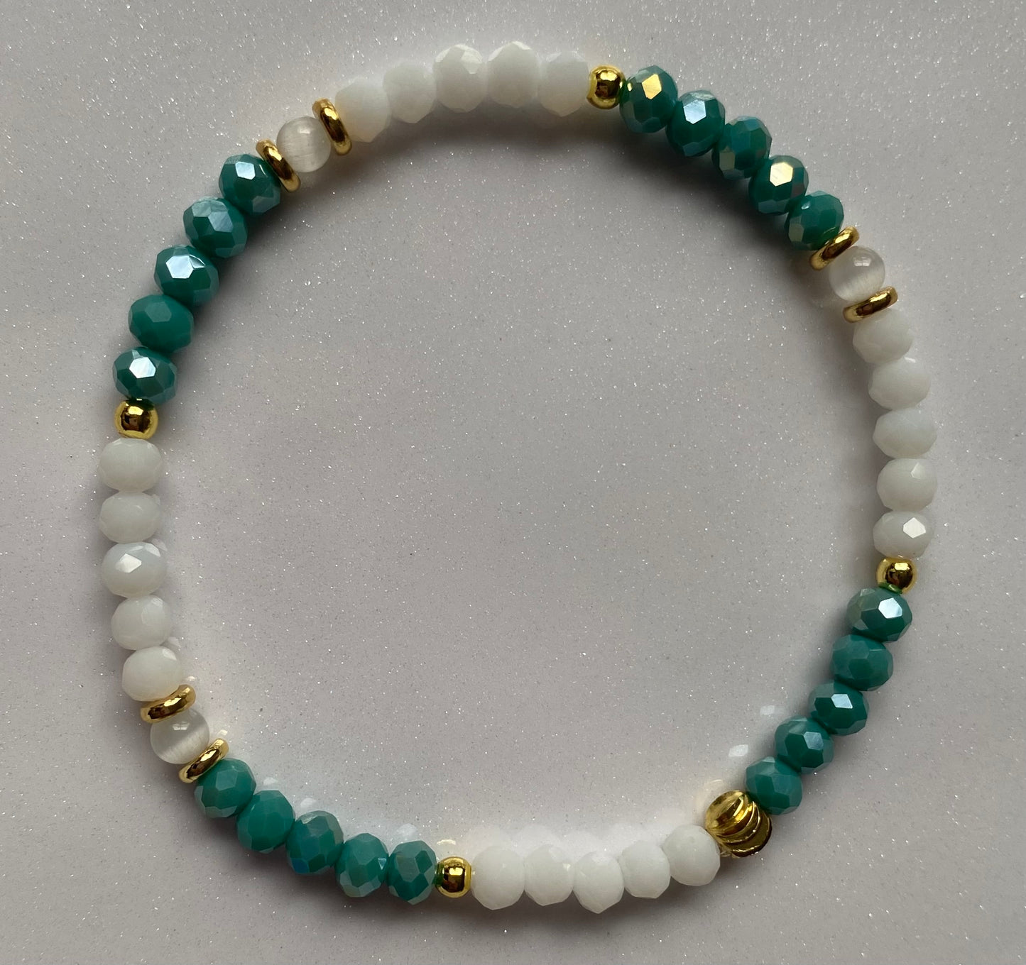Teal and white beaded Bracelet