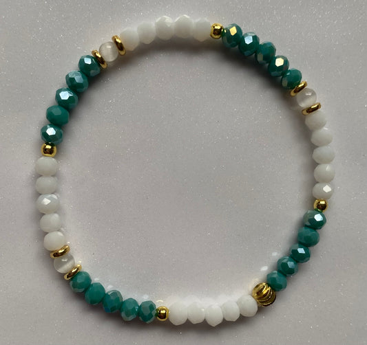 Teal and white beaded Bracelet