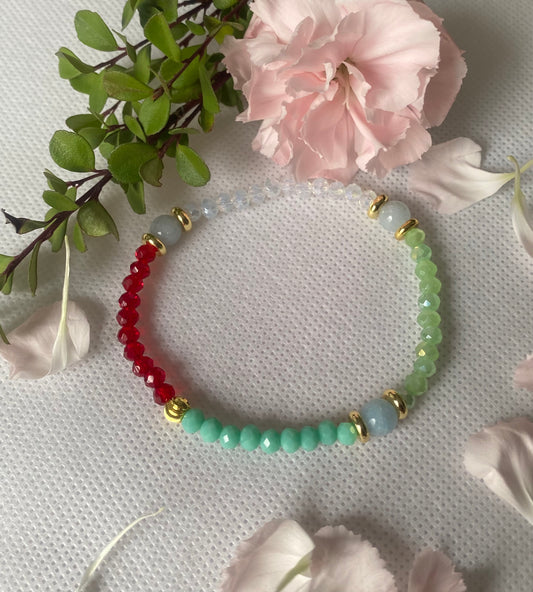 Hint of Red Beaded Bracelet